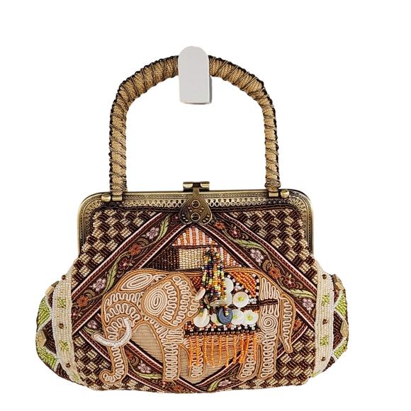 Vintage Beaded Elephant Statement Bag | Detachable Chain | Resort Glam